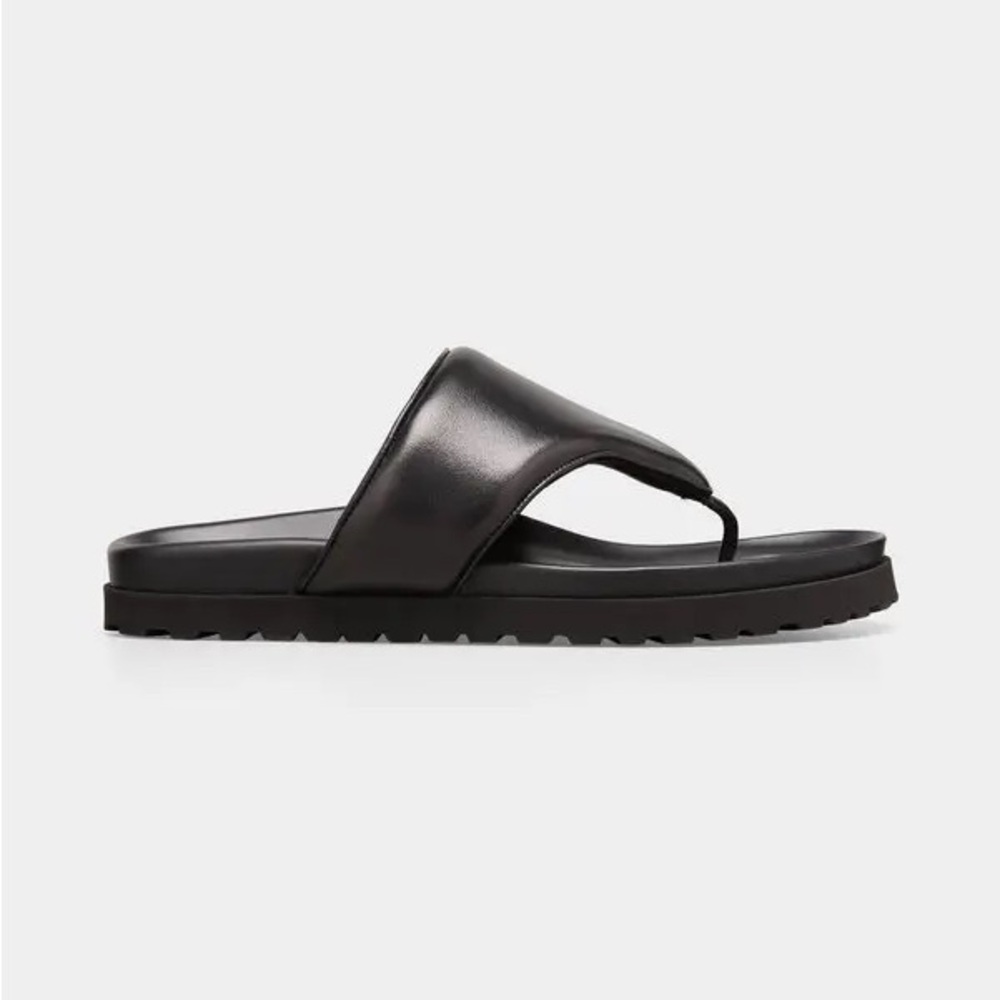 Gia Borgnini x Pernille Napa black leather flip flops, size 37, brand new